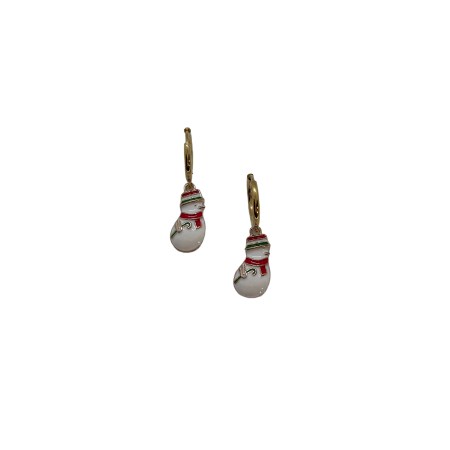 earrings hoops steel gold snowman1